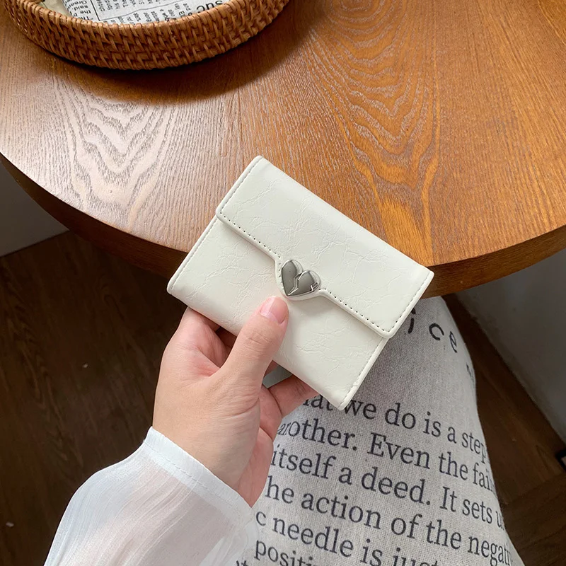 محفظة نسائية محافظ صغيرة جديدة من جلد البولي يوريثان بسيطة على الموضة للسيدات محفظة قصيرة متعددة البطاقات للطالبات المراهقات #3