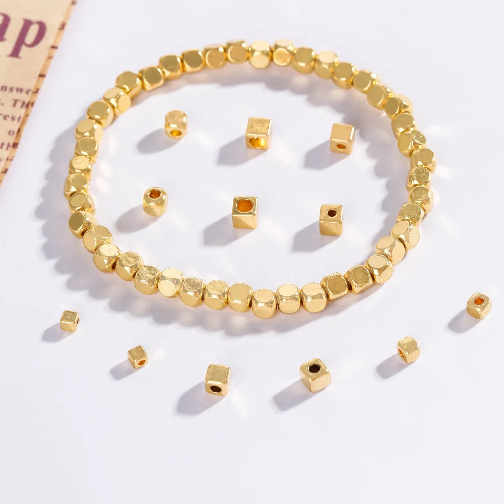 

Retro DIY crystal fashion clothing accessories - Golden square perforated small interval bead accessories