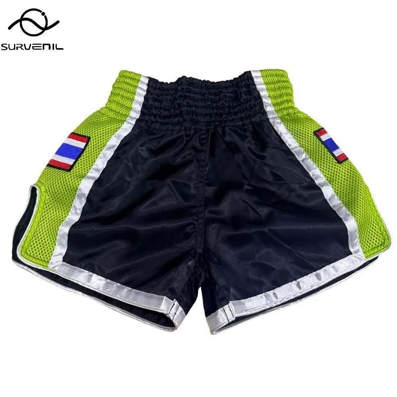 High Cut Muay Thai Fight Shorts Smooth Satin Fabric Plain Boxing Shorts for Gym MMA Kickboxing Training Sparring Match Dancing