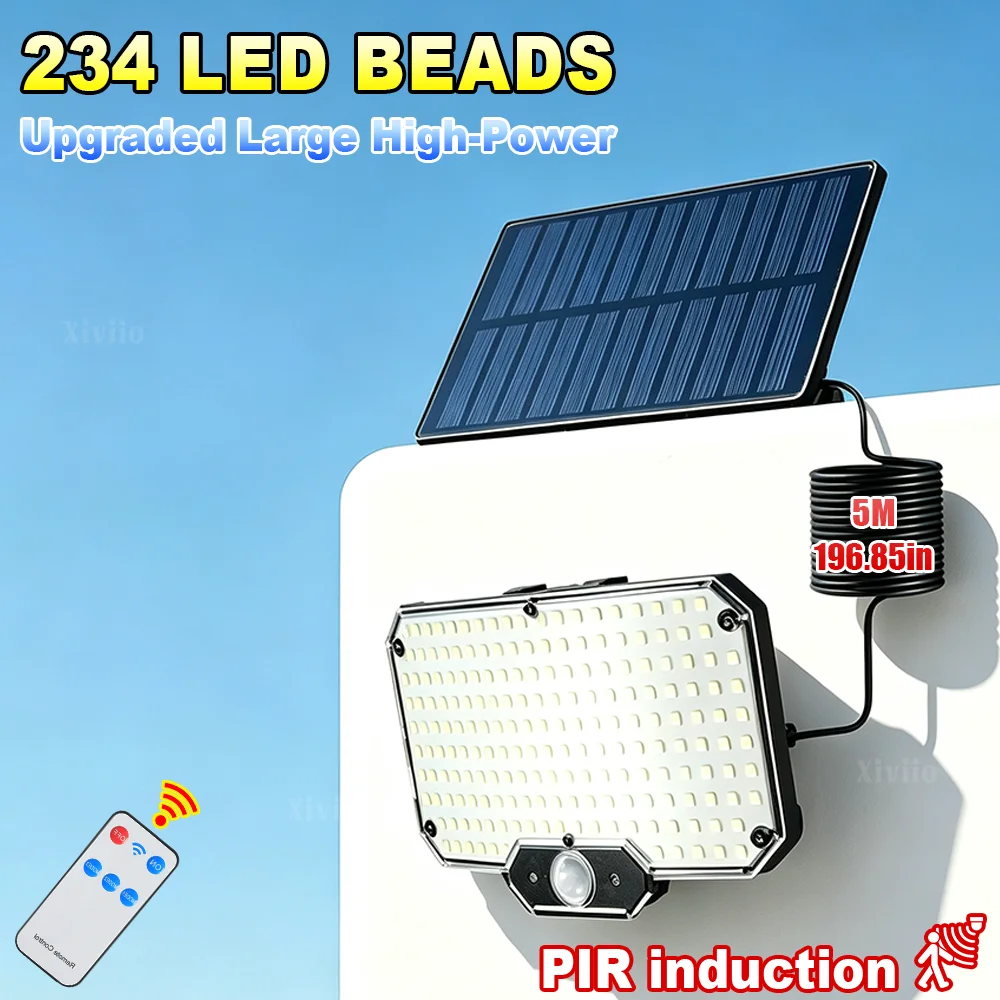 Ultra Powerful Solar Split Lamps 2026 New Human Motion Sensor 234LED Beads Super Bright Wall Light With 5M Wire Courtyard Garage