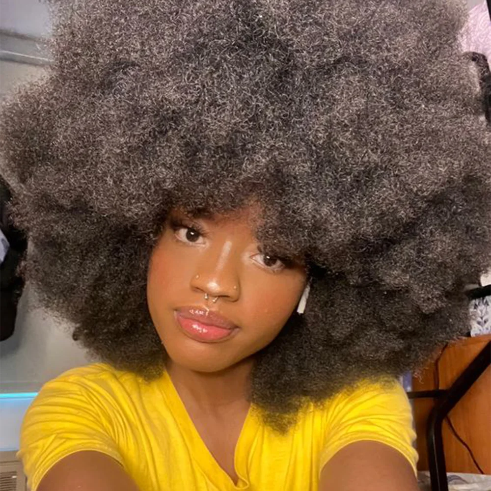 High Puff Afro Wig With Bangs Short BoB Wigs Black Ombre Synthetic Hair For Women Party Dance Female Kinly Culr Wigs