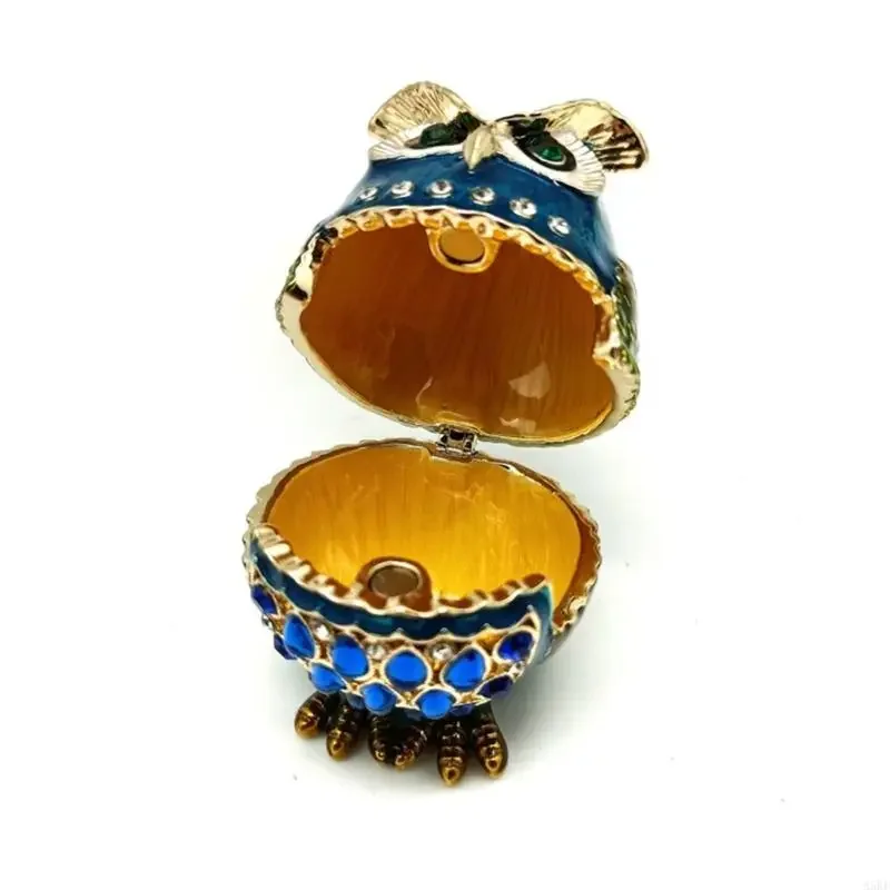 منظمات المجوهرات المصنوعة من خليط معدني على شكل بومة، صندوق تزيين متعدد الأقسام لعرض الخواتم