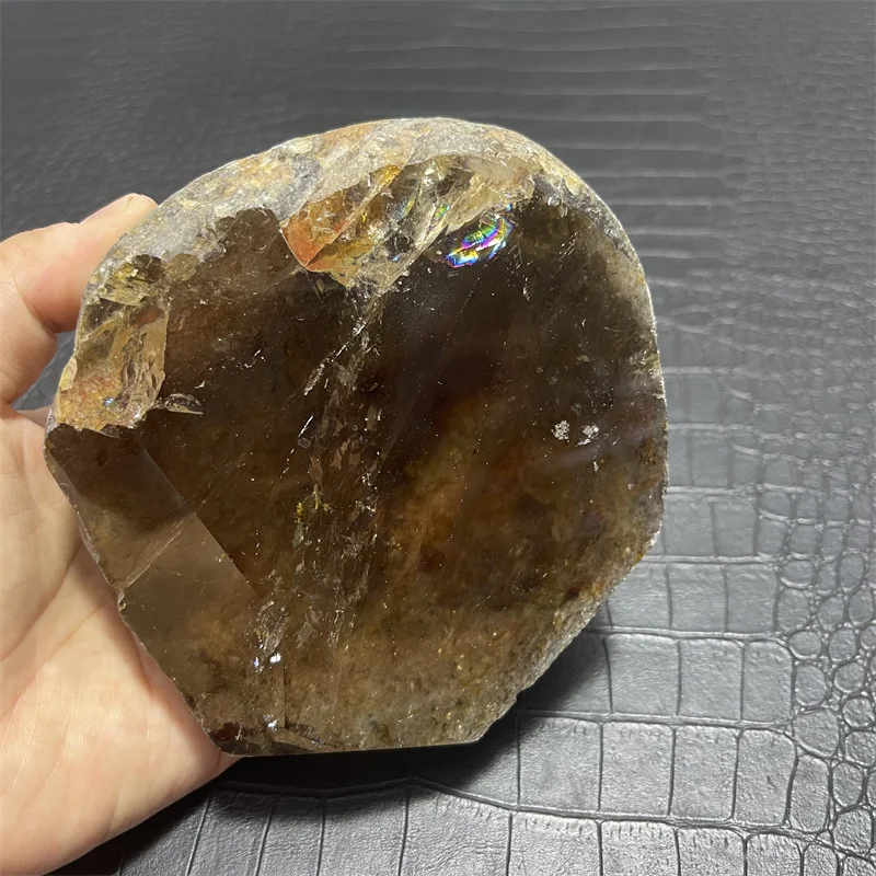 1230g Rainbow Natural Stone Quartz Free Form Smoky Quartz Crystal Rock Decoration Rough Polished Healing
