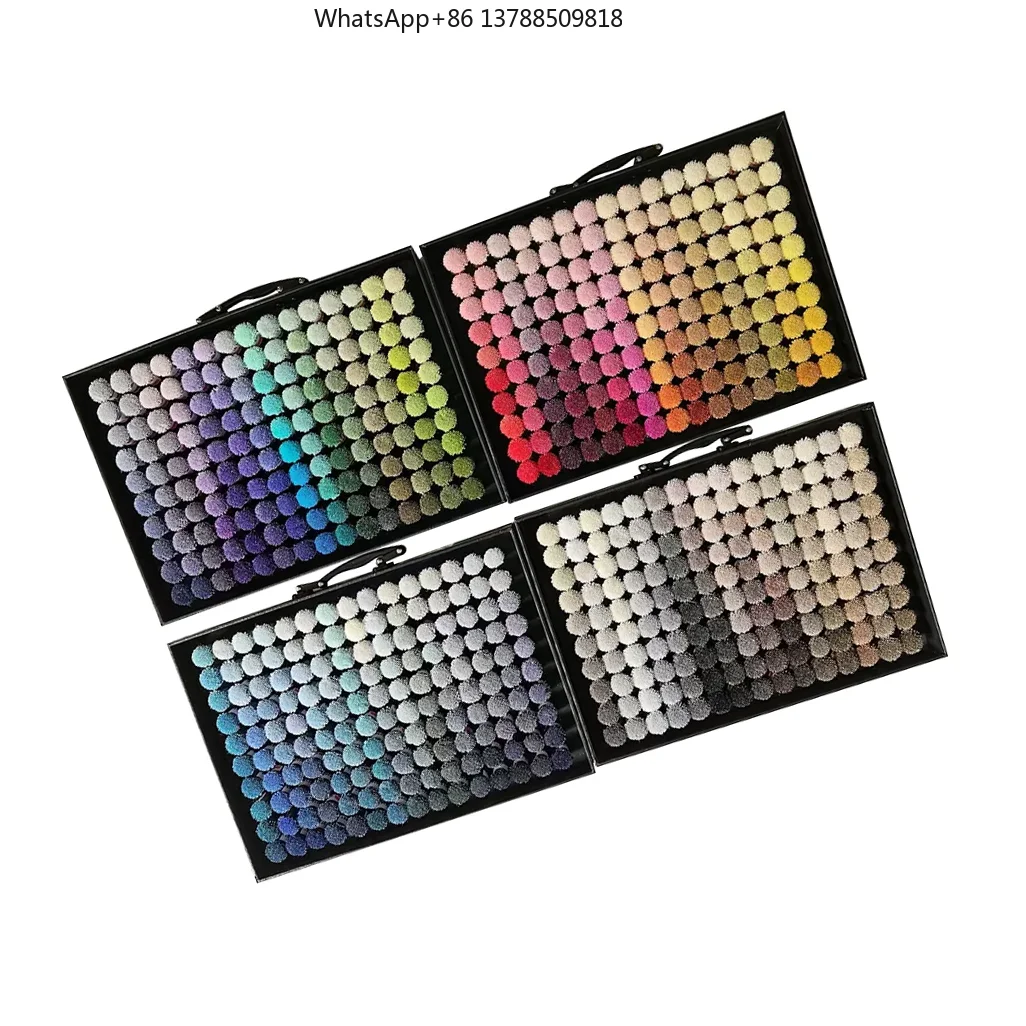 Factory Made Customized 600 Wool Shades Color Pom Box Color Palette for Hand Tufted Carpets