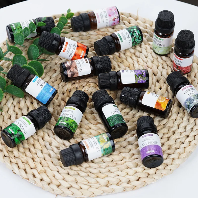 Aceite Esencial Puro y Natural de Plantas de 10 ml, Aceite de Aromaterapia para Dormitorio, Baño, Ambientador para Coche, Aceite Aromático