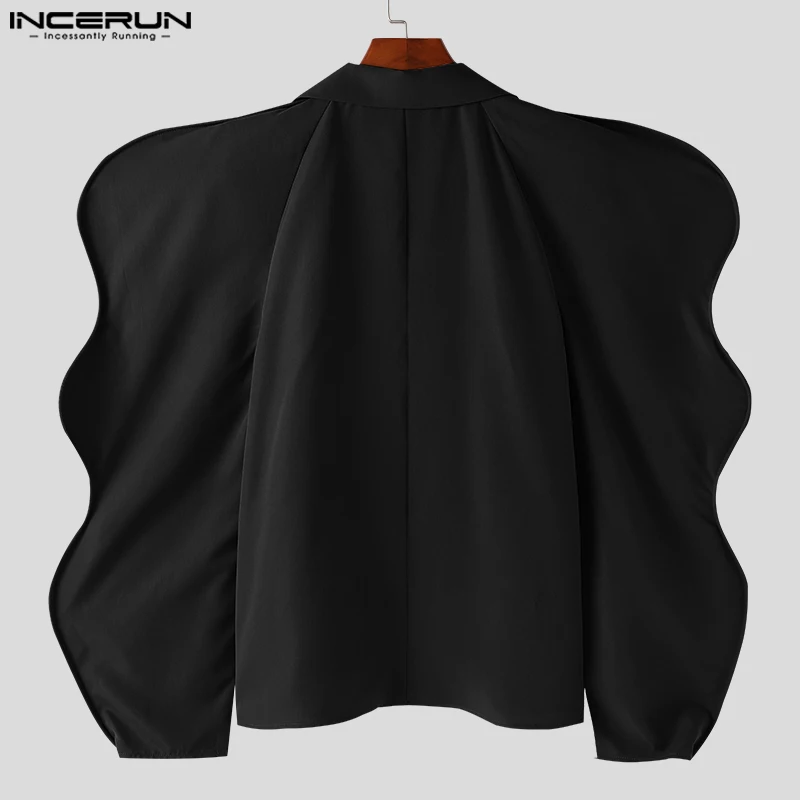 American Style Fashion Men\'s Collarless Design Flounce Blazer Casual Irregular Long Sleeved Suit Jackets S-5XL INCERUN Tops 2023