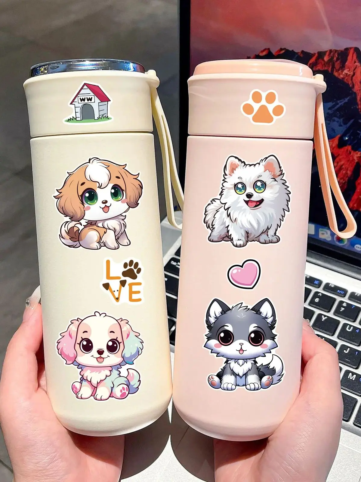 AliExpress NONE 8/16 Pcs Cartoon Cute Dog Make A Face Stickers DIY Game for Birthday Gift Reward Cup Phone Helmet Bicycle Decals