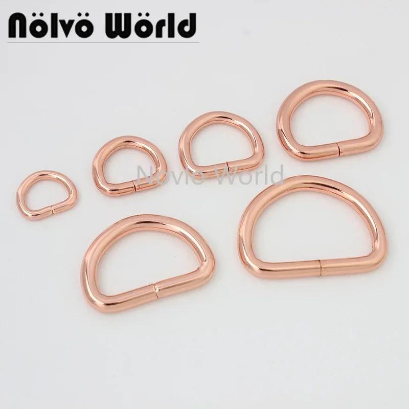 

10-50pcs Rose Gold Metal Non-Welded D Ring Adjustable Buckle for Backpacks Handbag Bag Cat Dog Collar Dee Buckles DIY Accessorie