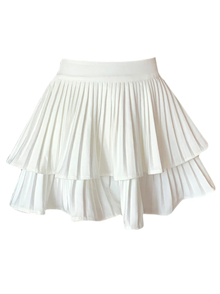 

Y2k Summer Sweet Pleated Solid Causal Women Skirts All Match High Waist Cake Skirt Sexy Chic Fashion Elegant Mujer Faldas