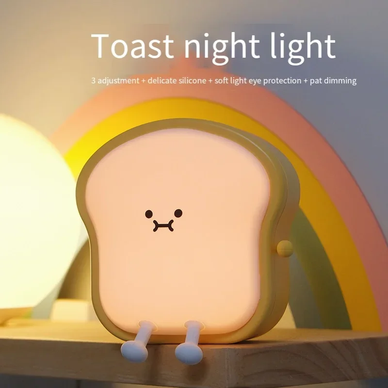 

LED pat night light eye care bedside timer light indoor decorative light toast bread children's day gift creative ornaments