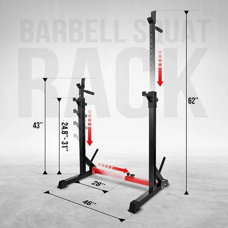 Multi-Function Weight Lifting, Dip Bar Station, Bench Press Rack，Squat Rack for Home Gym, Adjustable Barbell Stand Rack