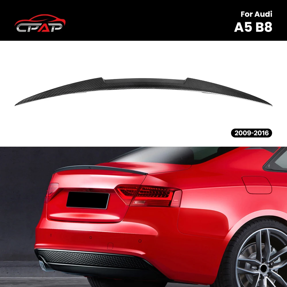 

Real Dry Carbon Fiber Rear Boot Spoiler Trunk Tail Wing For Audi A5 B8 Sedan 2009-2016 M4 Style