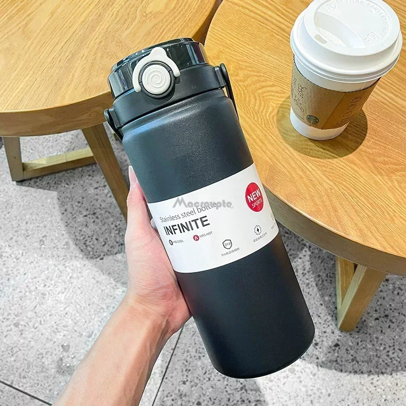 1.2L Large Capacity Thermo Bottle with Straw Stainless Steel Thermal Water Bottle Keep Cold and Hot Thermos Cup Vacuum Flask 304