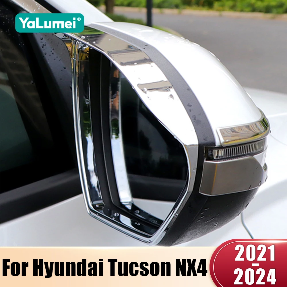 

Для Hyundai Tucson NX4 2021 2022 2023 2024 гибридное N-линия автомобильное зеркало заднего вида для бровей непромокаемая защита от дождя накладка наклейка
