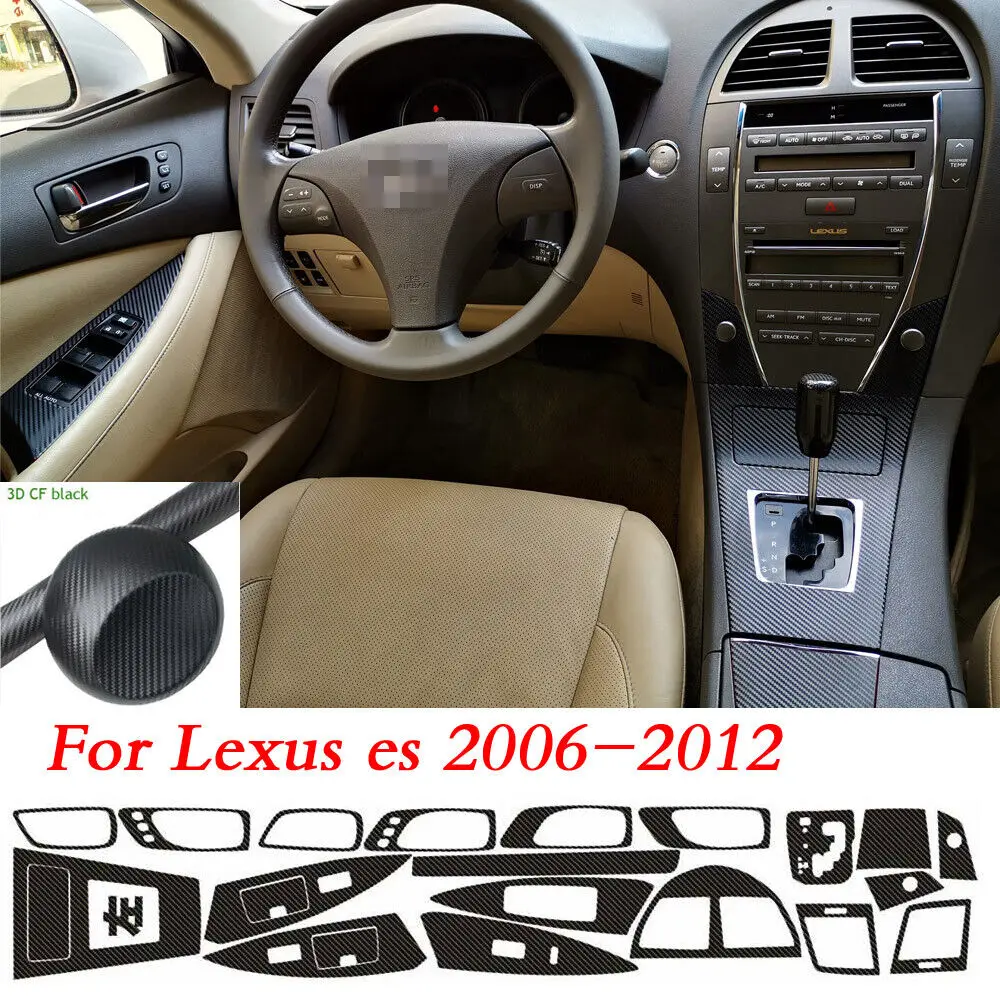 

For Lexus ES 2006-2012 3D Carbon Fiber Pattern Interior DIY Trim Decals Center Console Gear Dashboard Air Door Handle