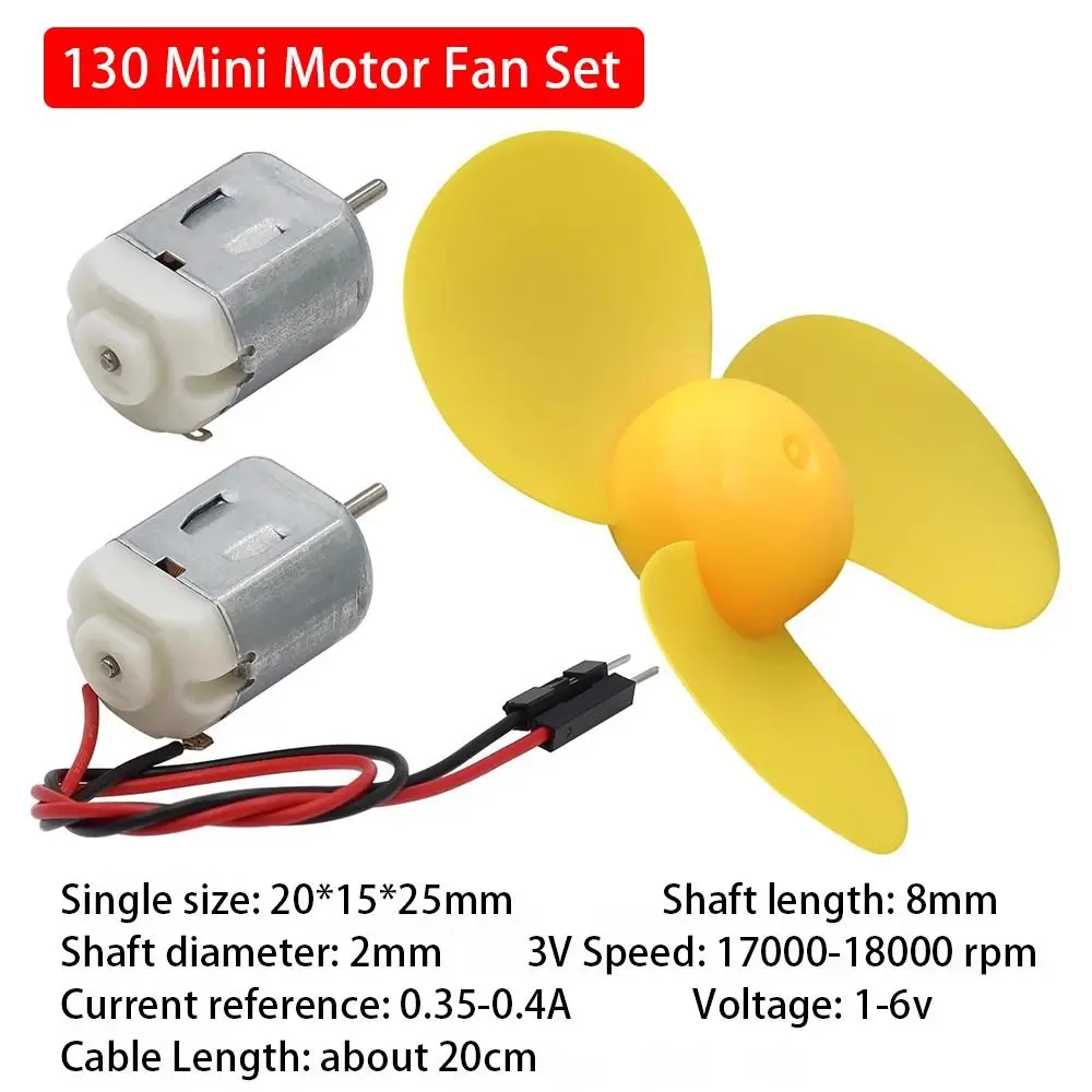 1Set New with Wired 130 Small Motor Kit DC Mini Micro Four Wheel Drive Motor 4WD Rotor Speed 18,000RPM 72MM Propeller