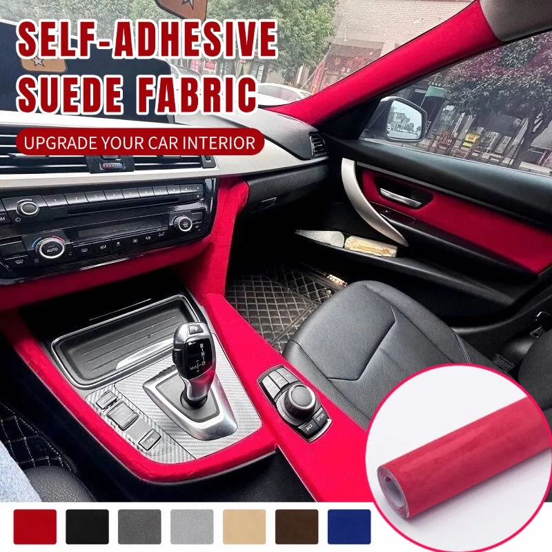 Self Adhesive Suede Fabric Roll Elastic Velvet Cloth Car Interior Wrap Repair Tape Dashboard Door Panel DIY Modification Sticker