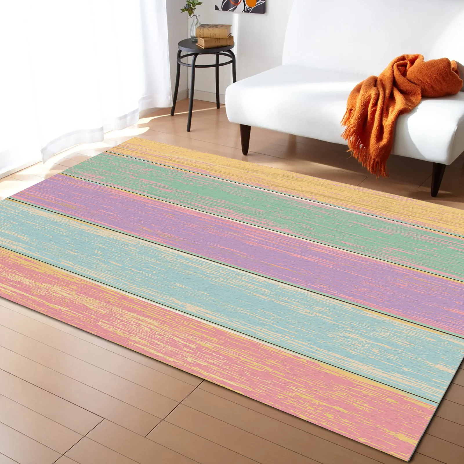 

Easter Wood Grain Living Room Carpet Coffee Table Floor Mat Study Bedroom Bedside Home Decoration Non-slip Large Rug Floor Mat