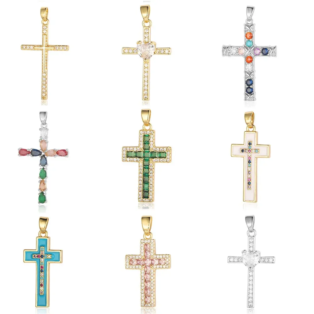 Kupfer Herz kubischen Zirkon Kreuz DIY Anhänger Großhandel hohlen Schmetterling Jesus religiösen Charms Halskette machen