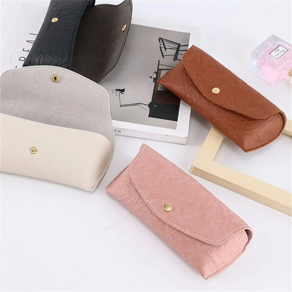 Portable Soft Leather Glasses Bag Fold-able Solid Color Eyewear Protector Sunglasses Box Men Women