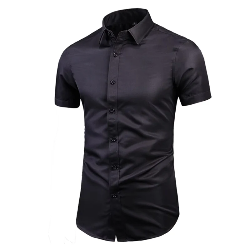 Classic Styles Casual Regular Fit Men Short Sleeve Shirts Black White