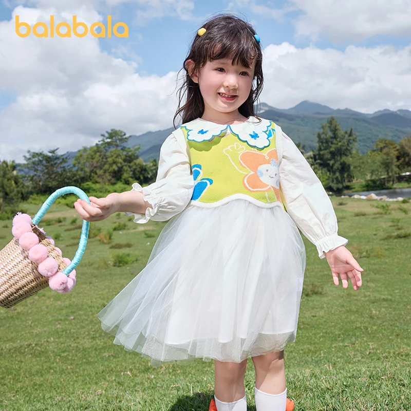 Balabala-Vestido de princesa feminino, roupa infantil, conjunto bonito, crianças pequenas, novo, primavera, outono, 2022