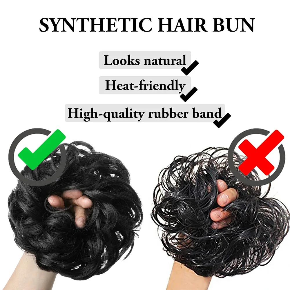 Synthetische Haar brötchen verlängerungen chaotisch lockige elastische Haar gummis Haar teile synthetische Chignon Donut Hochs teck frisur Haar teile für Frauen