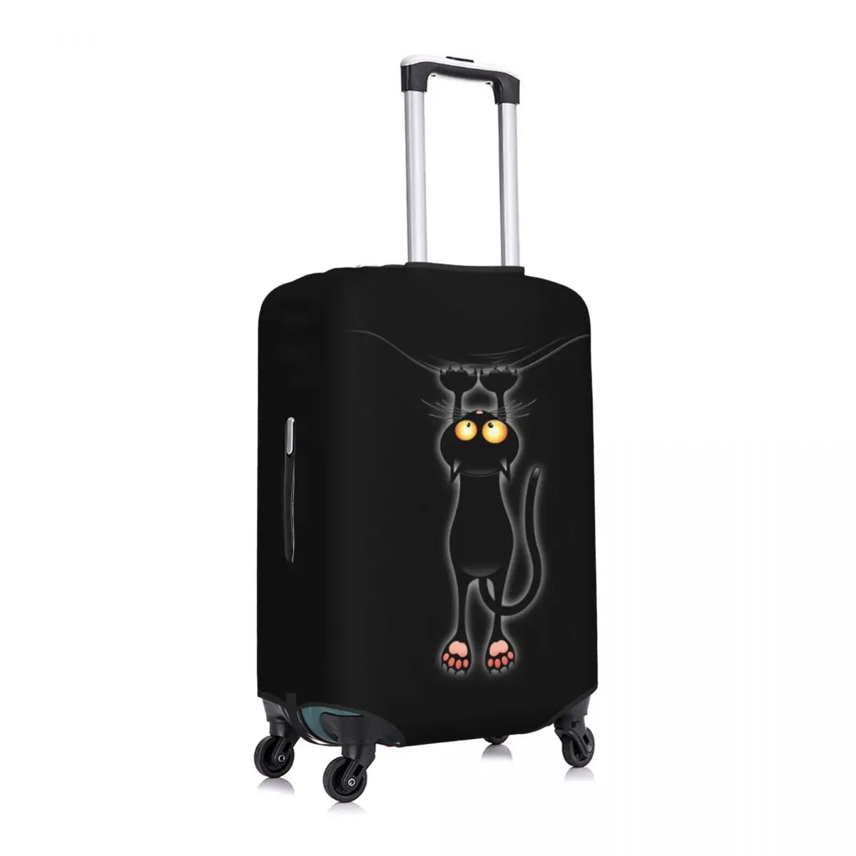 Juste de bagage de voyage élastique personnalisée, chat noir amusant, housse de valise, protecteur, chute vers le bas, convient à 18-32"