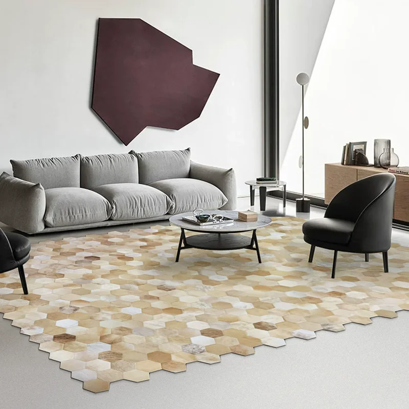 Original Design Irregular Cowhide Splicing Carpet For Living Room Home Soft Rugs For Bedroom Light Luxury Sofa Coffee Table Mat