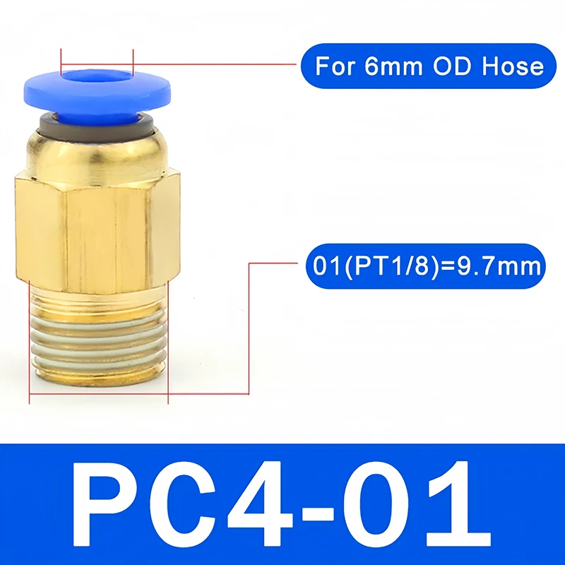 5PCS Quick Connect Air Fittings PC Series - 4mm Hose to M5 1/8" 1/4" Thread Pneumatic Push in Connector for Compressor T&I Online Store