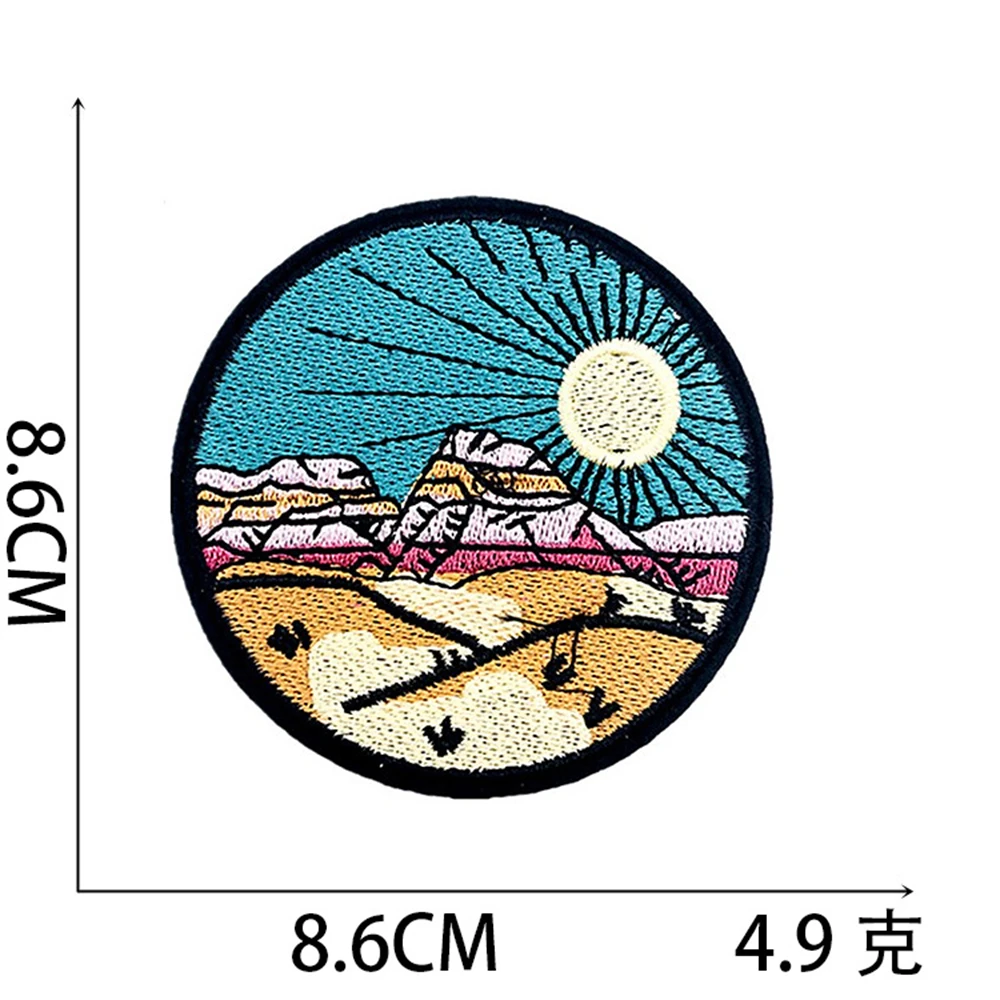 Cute Cartoon Sea wave glacier Embroidered Patches For Clothing Thermoadhesive Patches Iron on Patches DIY Jacket Sew Stickers