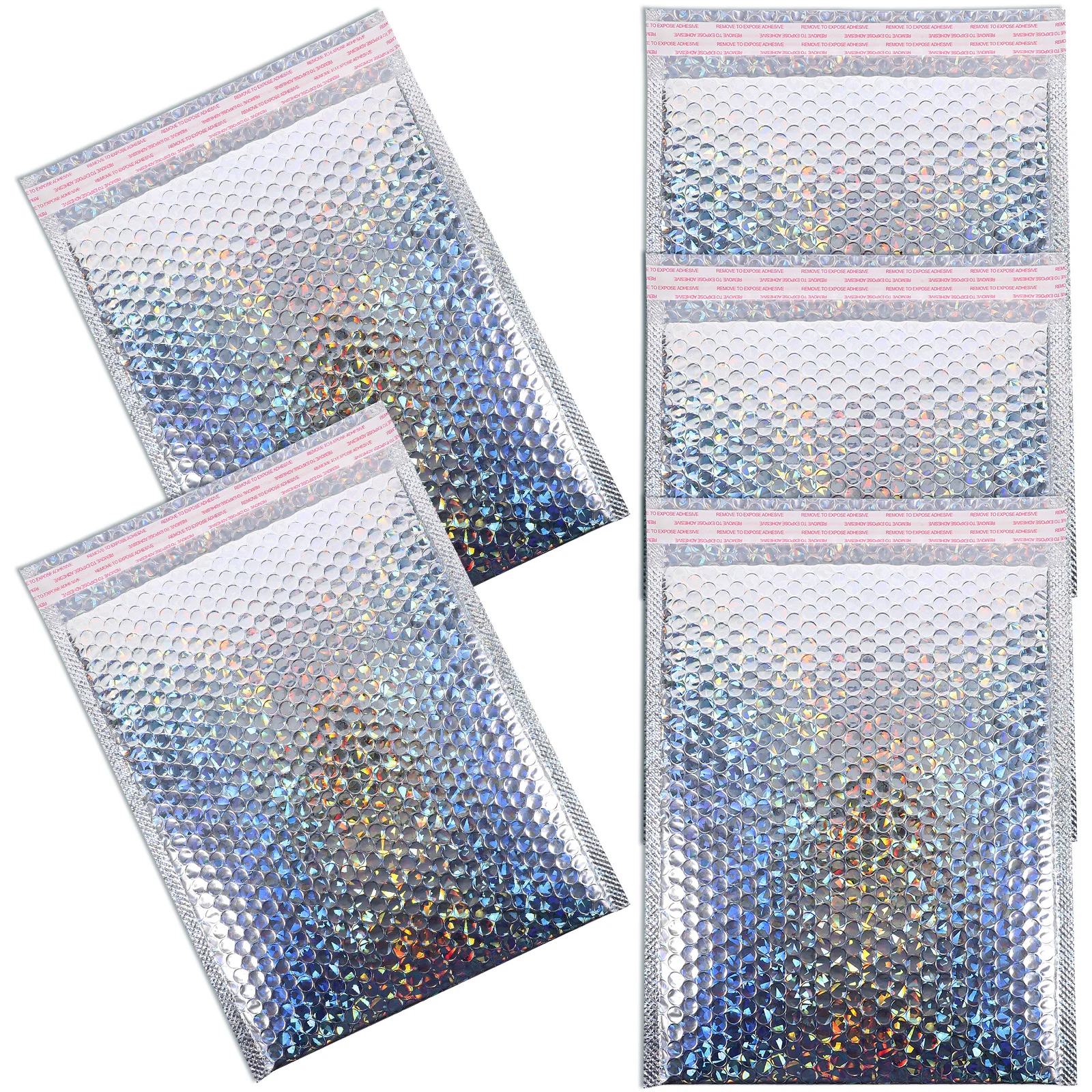 5Pcs Self Adhesive Bubble Packaging Bags Shock Absorption Sealing Shipping Bags for Clothing Mailing Storage Padded Envelope