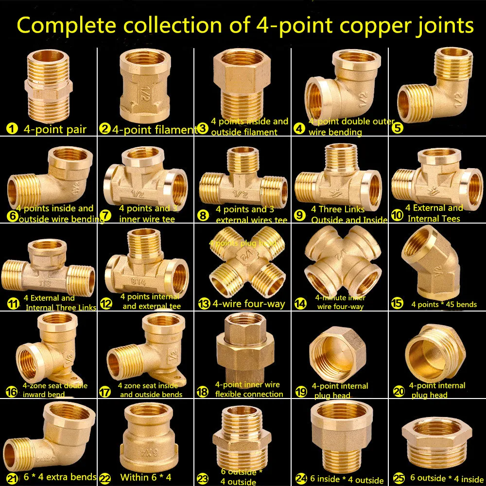 Water pipe plumbing fittings fittings copper pipe rotating nut connector inner wire copper outer wire hose outlet inner wire