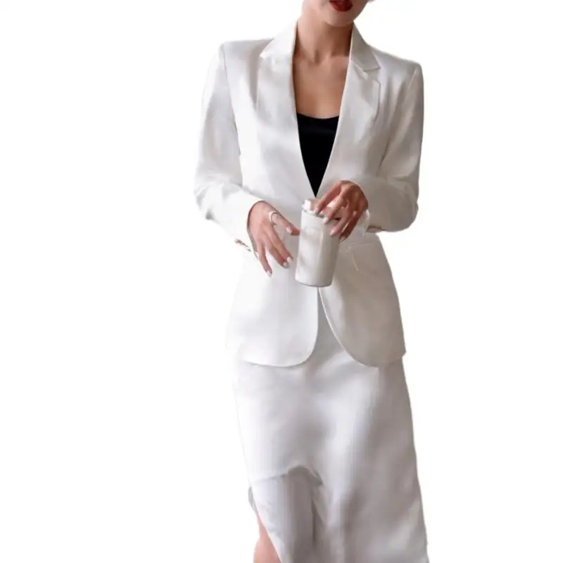 

High sense of fashion suits vocational elegant temperament acetate satin suits bust skirt of tall waist two-piece outfit