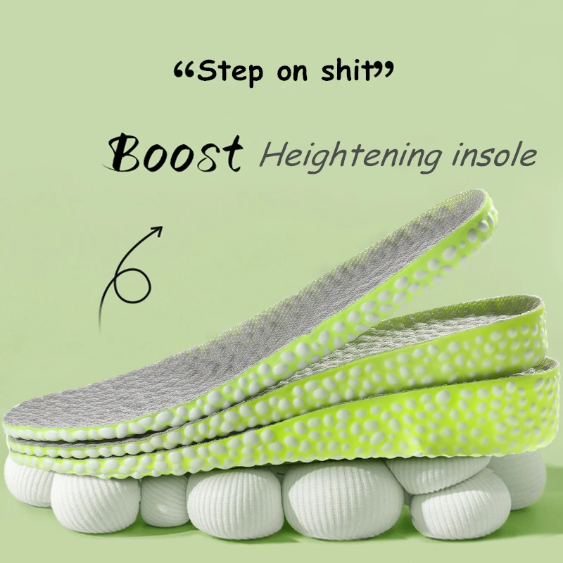 Heightening Running Insole for Shoes PU Popped Rice Particle Foam Breathable Soft Hiking Protects Knees Templates Feet Men Women