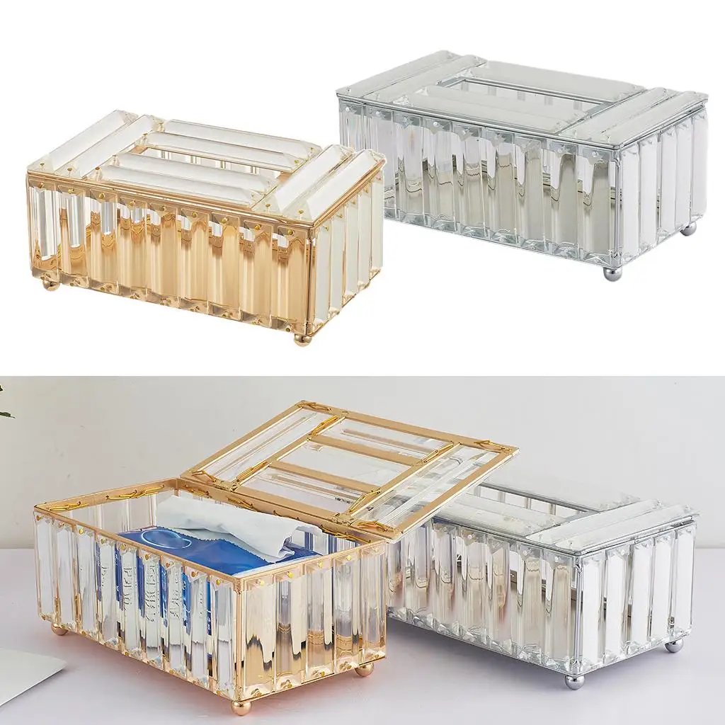 Crystal Tissue Box Napkin Holder for Living Room Hotel Bedroom