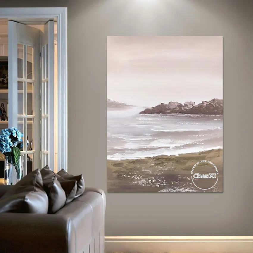 

Wall Decorative Canvas Poster Unframed Wall Art Handmade Sea Beach Scenery Oil Painting Picture Murals Artwork For Hotel Decor