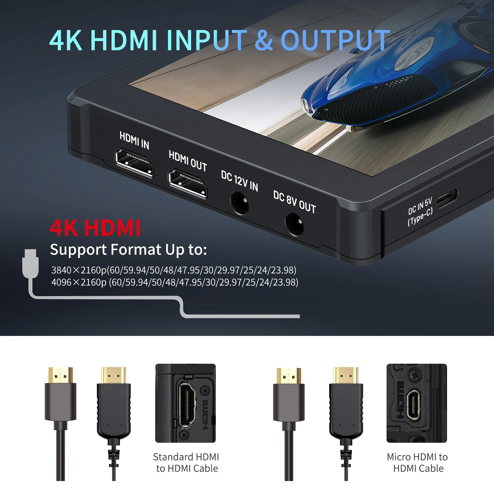 Feelworld F7 PLUS 7 بوصة 1200nit HDMI 2.0 شاشة تعمل باللمس كاميرا مراقبة ميدانية 1920x1200 LUT HDR الموجي F970 تثبيت خارجي