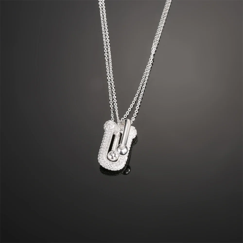 2025 Fashion Classic U-shaped Necklaces With Double Chains Design S925 Pure Silver Official Website Luxury Jewelry Holiday Gift