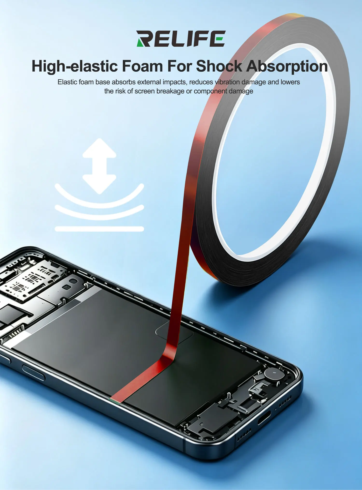 Relife HX2 Shockproof Phone Frame Sealing Ahesive Tape ,3mm Width 5PCS Double-Sided Red Film Black Tape for Phone Screen Repair