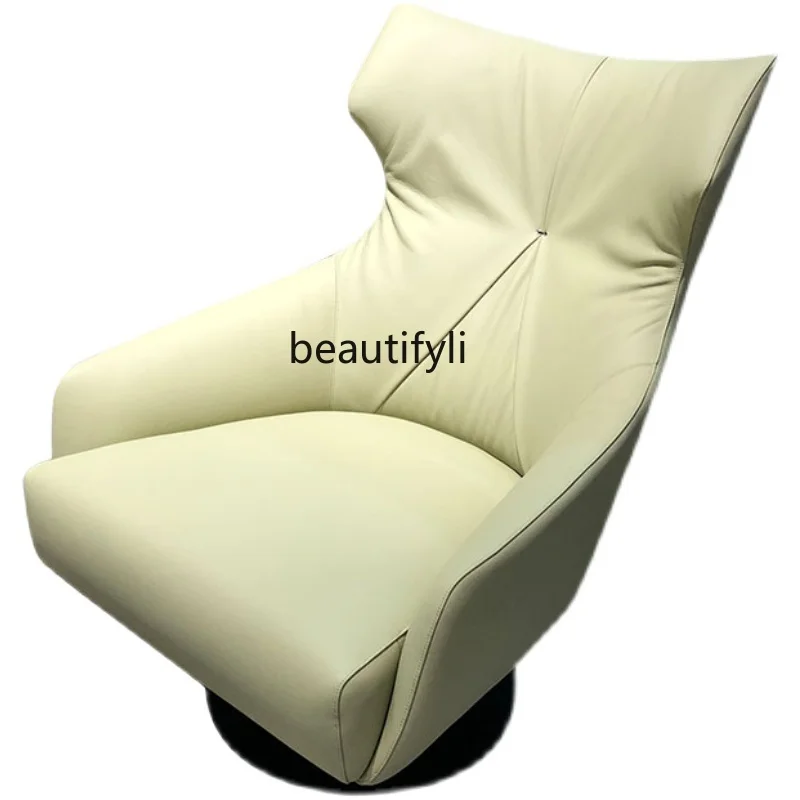 

Single-Seat Sofa Chair Balcony Leisure Chair First Layer Italian Minimalist Rotating Reception and Negotiation Office Chair