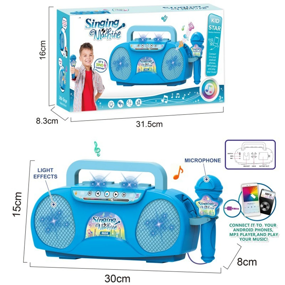 ABS Kids Microphone Karaoke Singing Machine Toys Portable Educational Toy With Light Birthday Gift For Boys And Girls