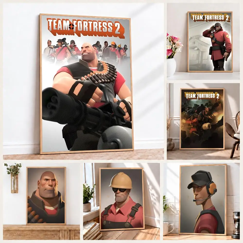 Shooter Game T-Team F-Fortress 2 Poster Wall Art Print Sticker for Bedroom Living Room Dorm Office Modern Home Decor