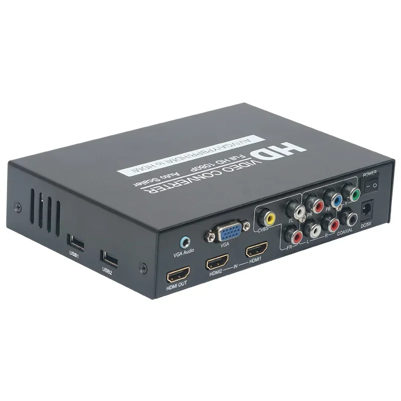 HDMI double cable switcher VGA color difference to HDMI converter U disk hard disk player