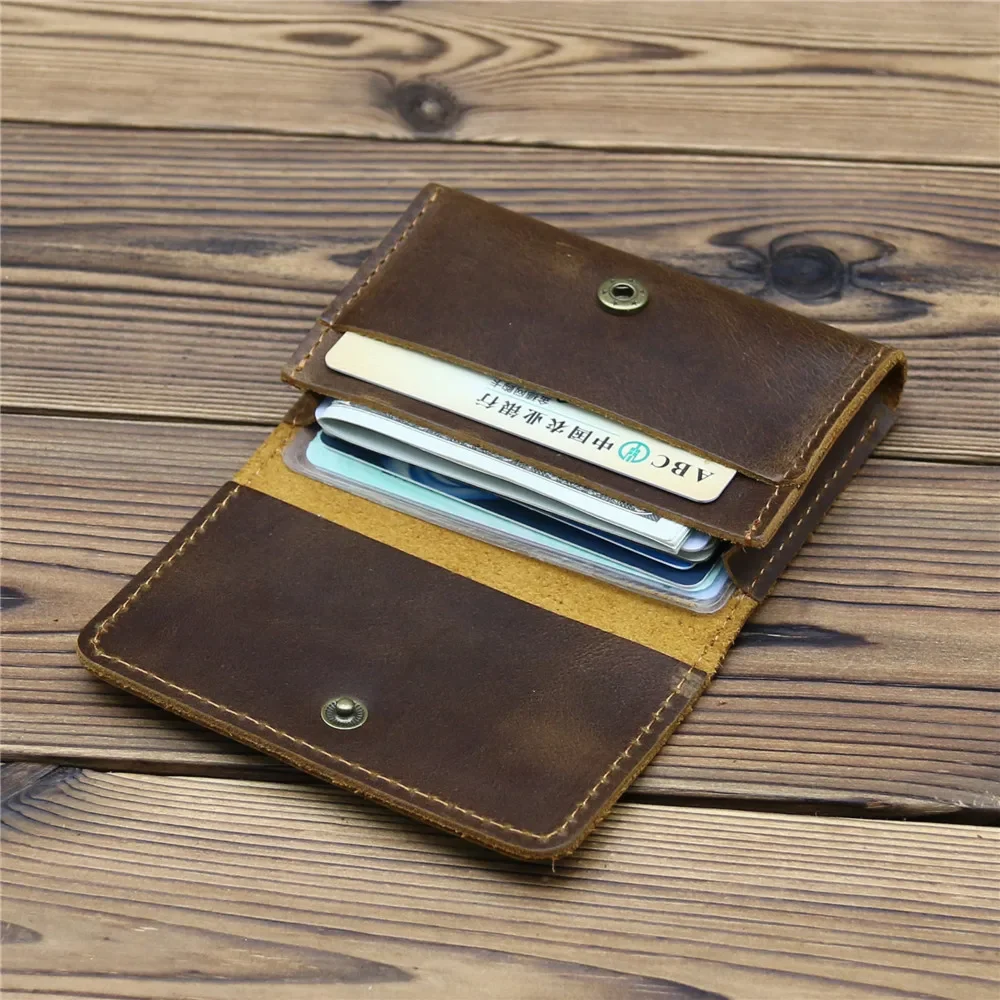 New Arrival Vintage Card Holder Men Genuine Leather Credit Card Holder Small Wallet Money Bag ID Card Case Mini Purse for Male