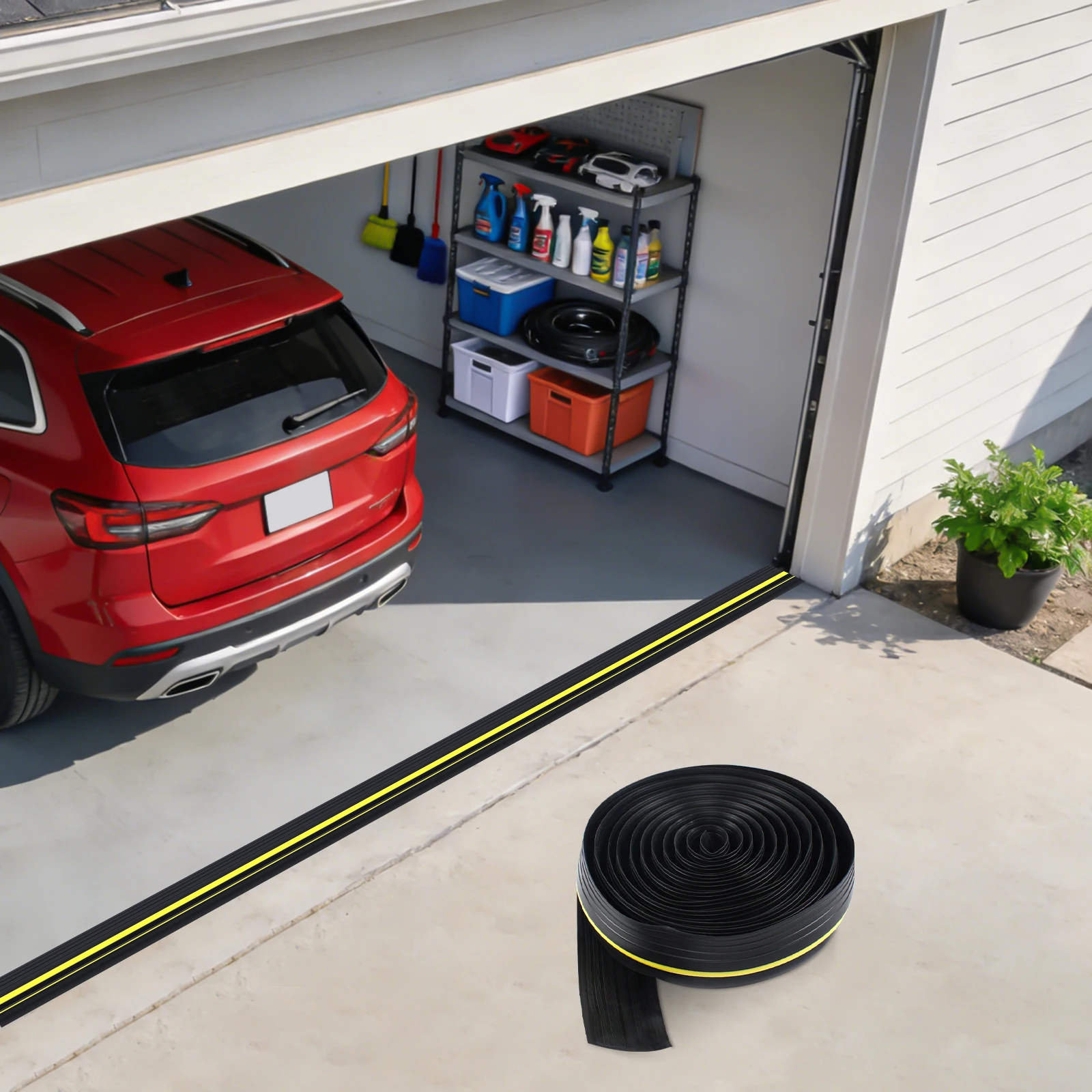 

Уплотнитель для гаражных ворот, 6 м, водонепроницаемая уплотнительная лента с двойными желтыми полосами, всепогодный резиновый уплотнитель для нижней части гаражных ворот, защита от дождя