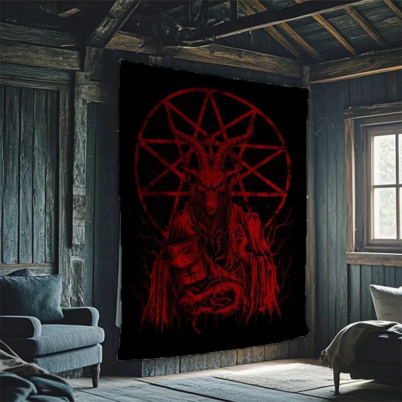 This peach skin tapestry with satanic pattern is suitable for all seasons. It can be used for cheering, wall decoration