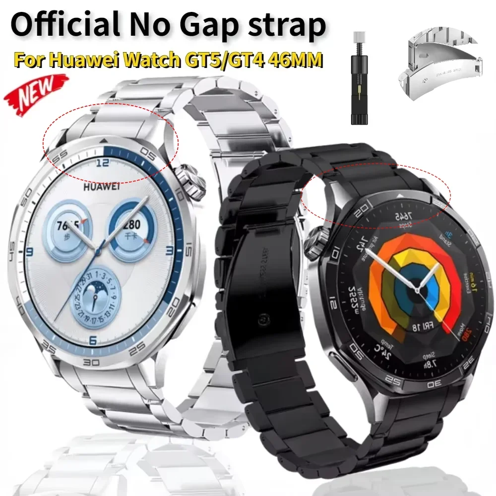 

Official No Gap Stainless Steel Strap for Huawei Watch GT5 46mm Comfortable Metal Bracelet Huawei Watch GT4 46mm Wristband Band