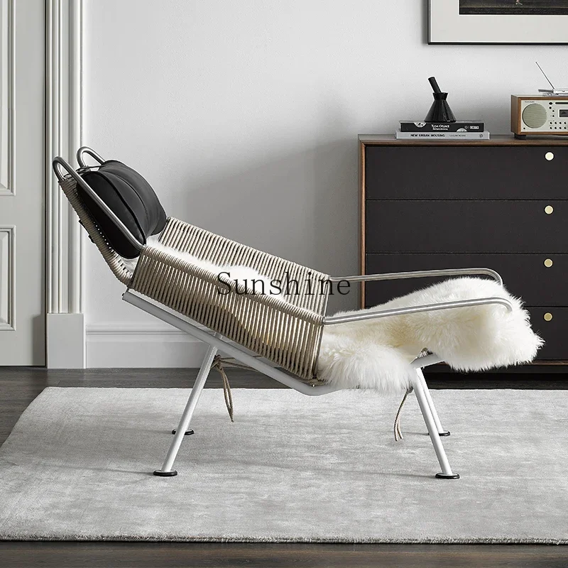 

Italian flag rope chair Nordic single bedroom leisure recliner light luxury modern minimalist design FT