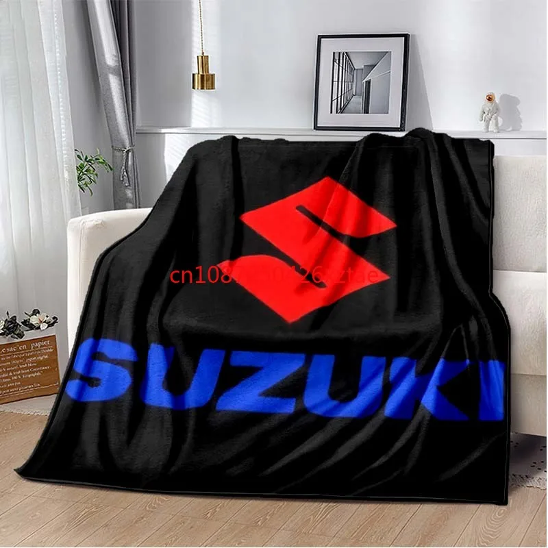 S-Suzuki Motorcycle Logo Blanket,Super Soft Throw Blankets for Living Room Bedroom Couch Sofa and Car,brithday Giftsjavascript: